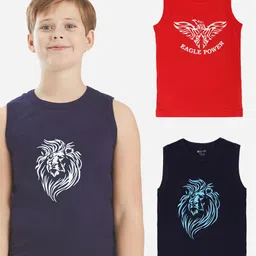Bodycare Kids Boys Pack Of 2 Soft Breathable Cotton Rib Vests KGA2016NVRD-80-picture-17