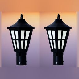 KINIS 2 Pieces Black Frustum Shaped Gate & Garden Light Outdoor Lamp-23