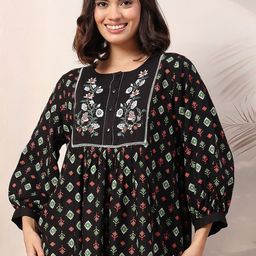 House Of Zelena Women Ethnic Motifs Printed A-Line Maternity Top-20