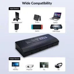 SETMI INDIA HDMI Splitter 1 Input 2 Output Ultra-Slim Supports up to 4K@30Hz and 1080p@60Hz, Black image 2