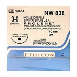 Ethicon 70 cm 3-0 USP Blue Prolene Blue Monofilament Suture NW838 Pack of 12 Pcs-14