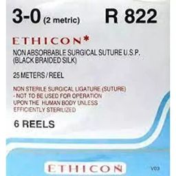Ethicon 25 m 3-0 USP Black Braided Silk Suture R822 Pack of 6 Pcs-image-63