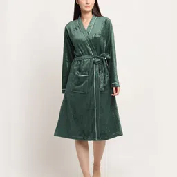 KLOTTHE Long Sleeve Woolen Bath Robe With Belt-image-86