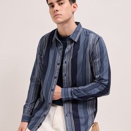 THE BEAR HOUSE Men Striped Slim Fit Casual Shirt-image-44
