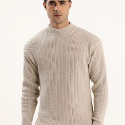 THE BEETEL HOUSE Men Cable Knit Self Design Long Sleeve Pullover Sweater-picture-10