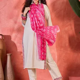 Sangria Women Embroidered Straight Kurta With Trouser & Dupatta-picture-39