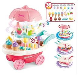 SANISHTH Ice Cream Toy Cart Play Set with Music & Light 30 Pieces - Multicolor-3