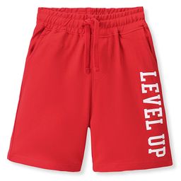Pine Kids Cotton Terry Knit Above Knee Length Text Printed Shorts - Red-image-68