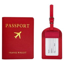 House of Quirk Luggage Tag and Passport Protector Set Plane Pouch Passport Suitcase Identification Leather Tag Luggage Bag-Red-image-83