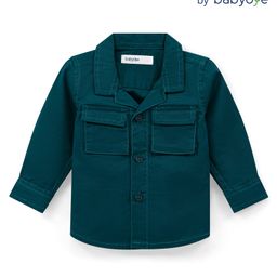 Babyoye 100% Cotton Woven Full Sleeves Solid Dyed Shirt - Teal Blue-image-15
