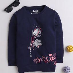 3PIN Full Sleeves Floral Printed Tee - Navy-image-56
