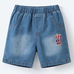 Mark & Mia Washed Cotton Shorts With Popcorn Embroidery - Blue-image-60