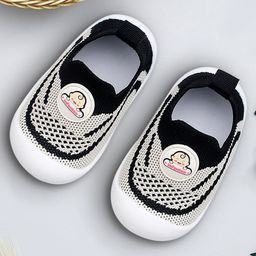 Infantso Knit Kicks Anti-Skid Cotton Socks Shoes with Rubber Sole for Walking Babies & Toddlers - Black-image-70
