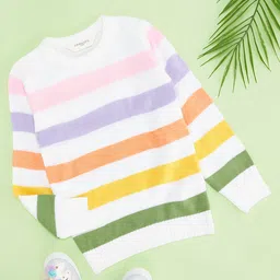 Pantaloons Junior Full Sleeves Striped Sweater - Off White-picture-10