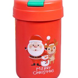 Little Surprise Box Red bottle with Green sipper Lid christmas themed Stainless Steel sipper water bottle - 400ml-picture-29