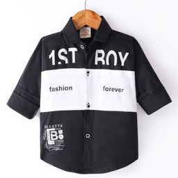 Rikidoos Full Sleeves Typography Printed Shirt - Black-picture-39