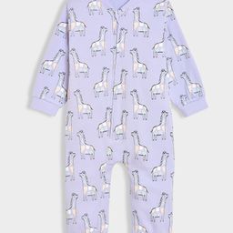 Mi Arcus Cotton Elastane Full Sleeves Giraffe Printed Romper - Purple-picture-17