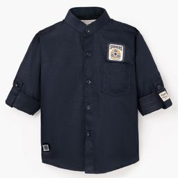 Dapper Dudes Full Sleeves Spinner Patch Embroidered Shirt - Navy Blue-image-27