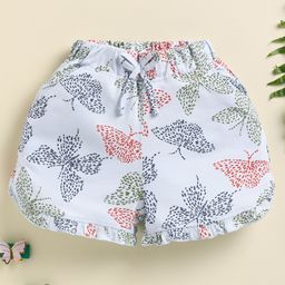 Biskid Cotton Knit Butterflies Printed Shorts - Peacock Blue-image-40