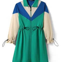 Pine Kids Cotton Knit Full Sleeves Winter Frocks With Cut & Sew Design - Green-picture-11
