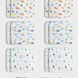 Orange Sugar 100% Cotton Muslin Pack of 12 Space & Sailor Printed Multipurpose Wash Cloth - Multicolor-image-97