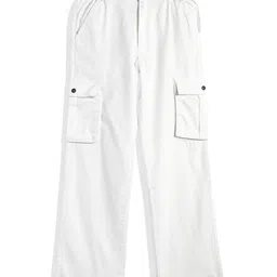 CAVIO Cotton Woven Solid Cargo Pant With Belt - White-picture-39