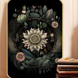 Livin'luxe Black & Green Dark Floral Mandala Printed Wooden Wall Art-picture-43