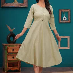 DIZON Striped Fit and Flare Ethnic Dress-picture-47