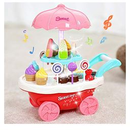SANISHTH Ice Cream Toy Cart Play Set with Music & Light 30 Pieces - Multicolor image 3