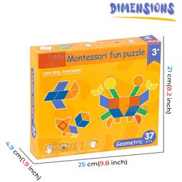 Fiddlerz Blocks Jigsaw Puzzle Sorting and Stacking Games Wooden Pattern Montessori Educational Toys for Kids- 37 Shape Pieces & 30 Cards image 3