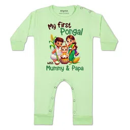 Arvesa Kids-Unisex Green Cotton Rompers-picture-15