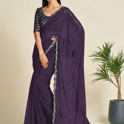 KALINI Sequinned Poly Georgette Saree-picture-11