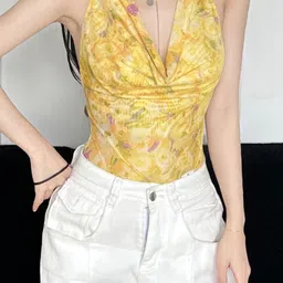 LULU & SKY Printed Halter Neck Bodysuit-image-59