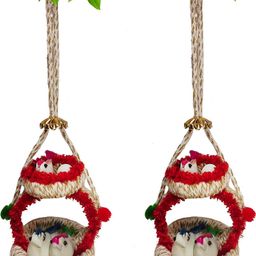 The Shine Store Set of 2 Artificial Bird Nest with Grass Jute Wall Decor-5