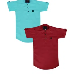 OJ TREND Kids-Boys Blue Kurtas-picture-31