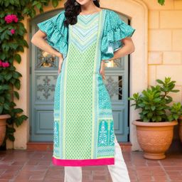 Pannkh Floral Printed Flared Sleeves Straight Kurta-image-5