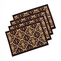 Aura 4-Pcs Brown & Black Jacquard-Printed Anti-Skid Doormat-30
