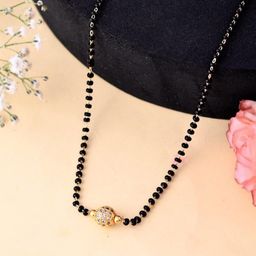 Anouk Gold-Plated Stainless Steel AD-Studded & Beaded Mangalsutra-image-12