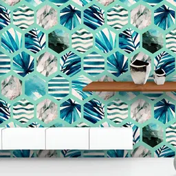 ArtzFolio Printed UV-Resistant Anti-Bacterial Abstract Hexagons Peel & Stick Wallpaper-image-12