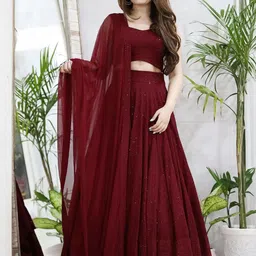 Mitera Embroidered Sequinned Semi-Stitched Lehenga & Unstitched Blouse With Dupatta-45