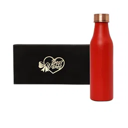 INTERNATIONAL GIFT Red & Black Copper Water Bottle With Best Wishes Tag Box-image-4