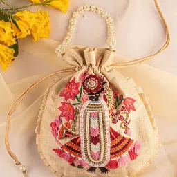 shubhams Srinath Ji God Embroidered Beads & Stones Potli Bag-image-46