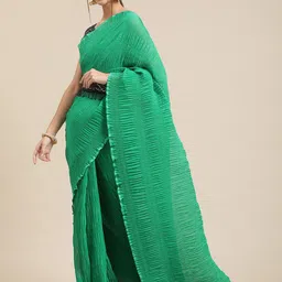 KALINI Solid Party Wear Self Design  No Border Saree-picture-2