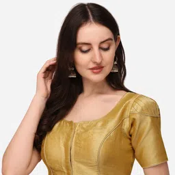 HERE&NOW Round Neck Puff Sleeves Readymade Saree Blouse-image-2