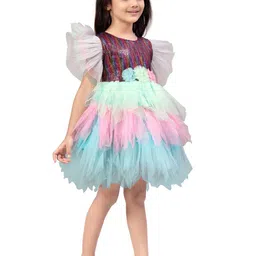BAESD Flutter Sleeve Net Fit & Flare Dress-36