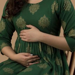 Vaidiki Women Maternity Floral Printed Ethnic Dress-image-2