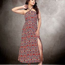 Moda Rapido Ethnic Motifs Print A-Line Maxi Dress-image-82