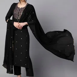 Anni Designer Women Floral Embroidered Regular Sequinned Kurta with Trousers & With Dupatta-image-61