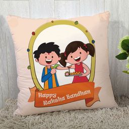 Stybuzz Raksha Bandhan Rakhi Gift Cushion Cover - Light Peach-image-73