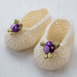 Love Crochet Art Booties With Flowers Design - Cream-image-17